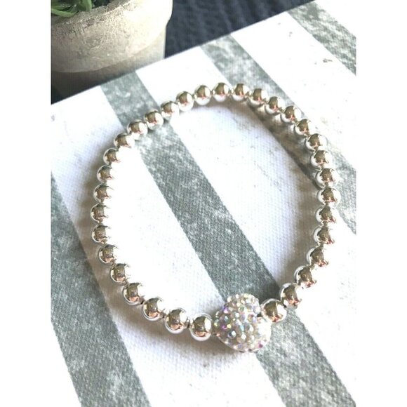 New Rustic 8" Iridescent Fairy Dust Crystal Heart Valentine Beaded Bracelet - Picture 3 of 6